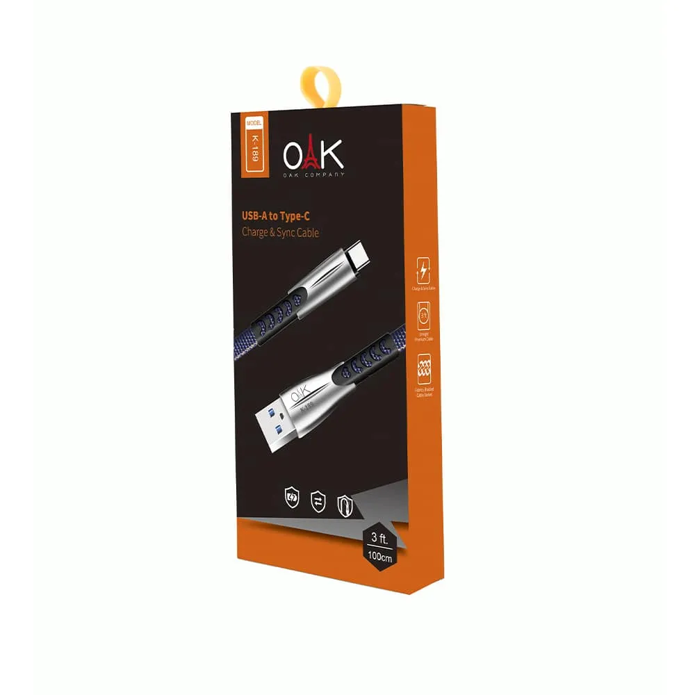 کابل شارژ تایپ سی (USB-C) OAK مدل K-189