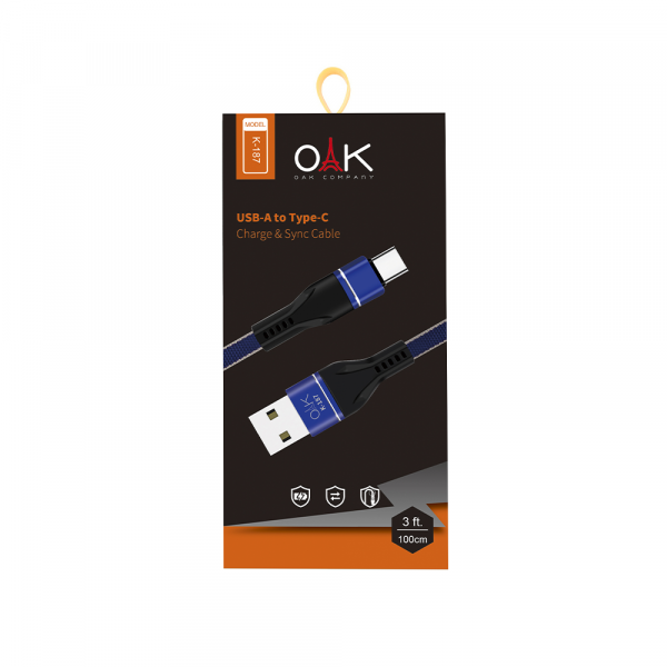 کابل شارژ تایپ سی (USB-C) OAK مدل K-187