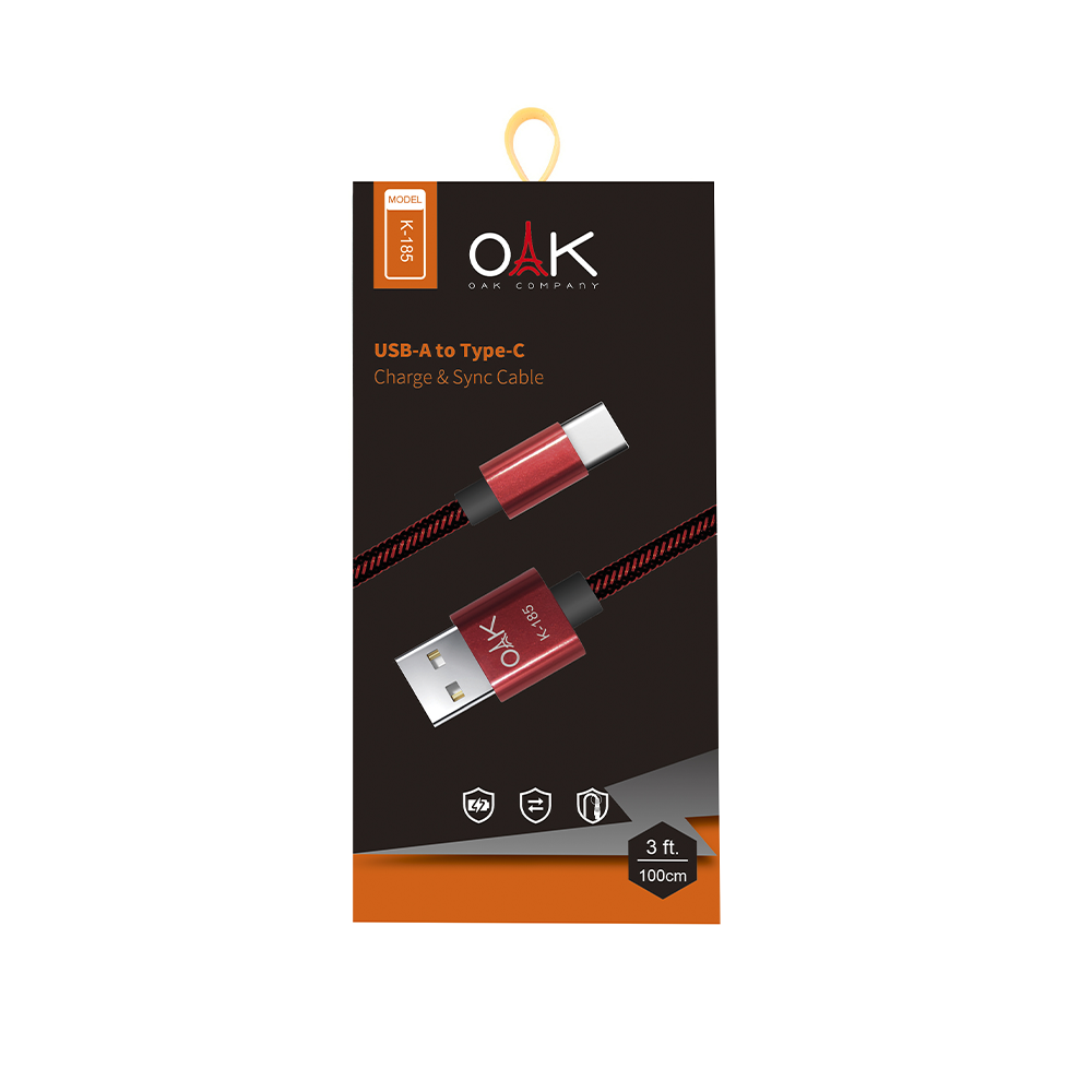 کابل شارژ تایپ سی (USB-C) OAK مدل K-185