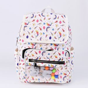 کوله‌پشتی مدرسه‌ای چرم صنعتی فانتزی با عروسک