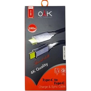 کابل شارژ تایپ C به تایپ C برند OAK  مدل K-300 - تصویر 2