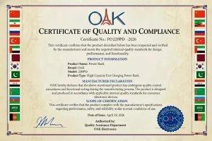 پاوربانک OAK مدل 220PD ظرفیت 20000 میلی‌آمپر با شارژ سریع 22.5 وات و یک‌سال گارانتی معتبر بلوط + اصل - تصویر 4