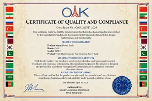 پاوربانک OAK مدل 245PD ظرفیت 20000 میلی‌آمپر با شارژ سریع 45 وات و یک‌سال گارانتی معتبر بلوط + اصل - تصویر 4